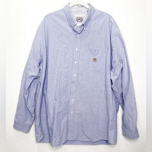Cinch Blue Heavywight Long Sleeve Button Up Logo Western Cowboy Shirt Size XXL